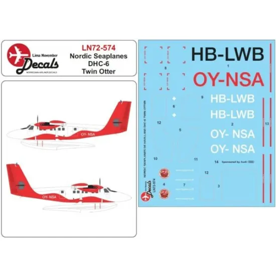 Lima November Decals 72-574 1/72 Nordic Seaplanes Dhc-6 With Masks