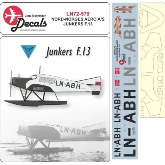 Lima November Decals 72-579 1/72 Nord-norges Aero Junkers F.13 With Masks