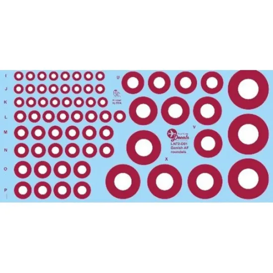 Lima November Decals 72-d01 1/72 Royal Danish Air Force Roundels