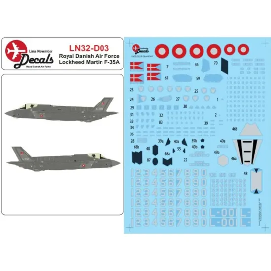 Lima November Decals 72-d03 1/72 Royal Danish Air Force F-35a