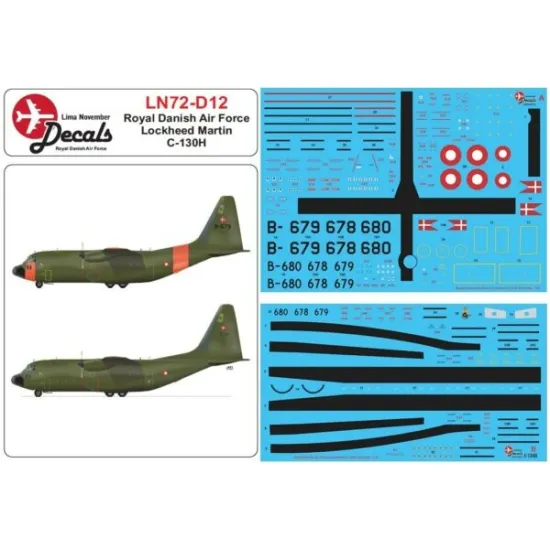 Lima November Decals 72-d12 1/72 Royal Danish Air Force C130h Old Colors