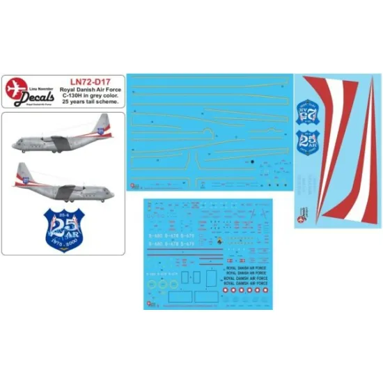 Lima November Decals 72-d17 1/72 Royal Danish Air C-130h With 25 Years Tail