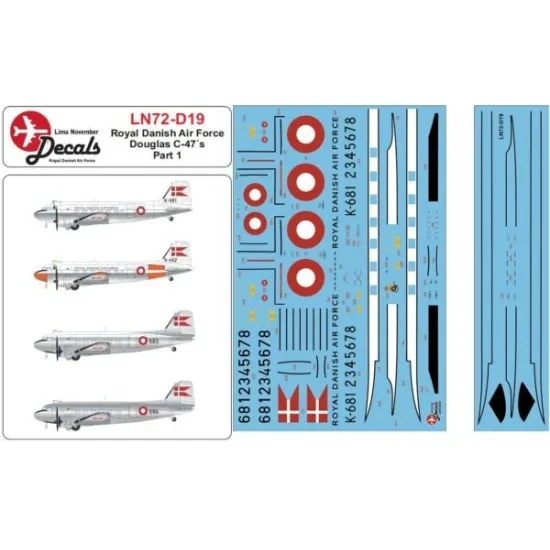 Lima November Decals 72-d19 1/72 Royal Danish Air C-47 Part 1