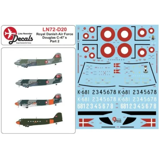 Lima November Decals 72-d20 1/72 Royal Danish Air C-47 Part 2