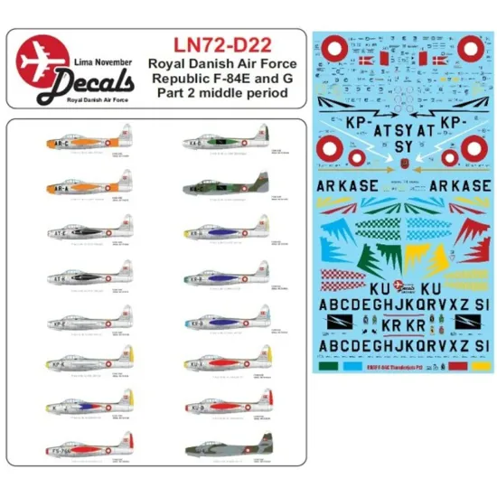 Lima November Decals 72-d22 1/72 Royal Danish Air F-84e/G Middle Period