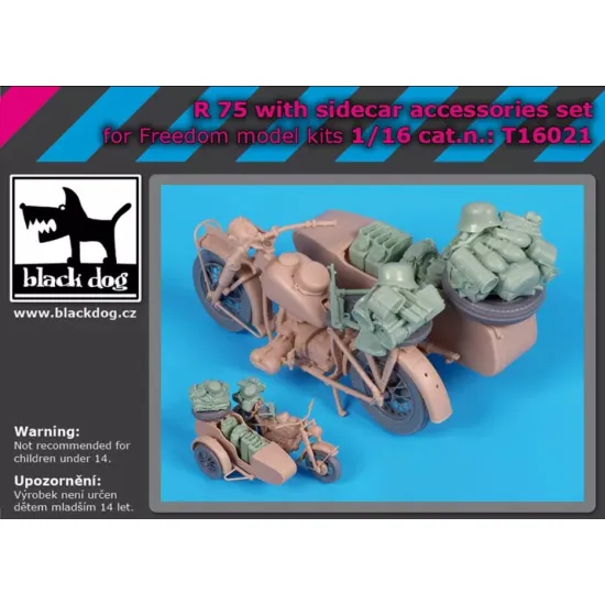 Black Dog T16021 1/16 R 75 With Sidecar Accessories Set For Freedom Model Kits