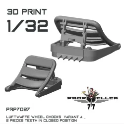 77propeller Prp7027 1/32 Luftwaffe Wheel Chocks Variant A 2 Pieces Teeth In Closed Position