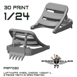 77propeller Prp7030 1/24 Luftwaffe Wheel Chocks Variant B 2 Pieces Teeth In Open Position