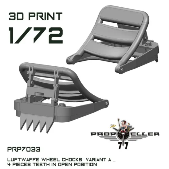 77propeller Prp7033 1/72 Luftwaffe Wheel Chocks Variant B 4 Pieces Teeth In Open Position