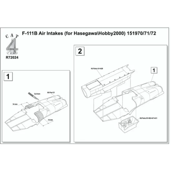Cat4-r72024 1/72 F-111b Air Intakes For Hasegawa/Hobby 2000 151970/71/72