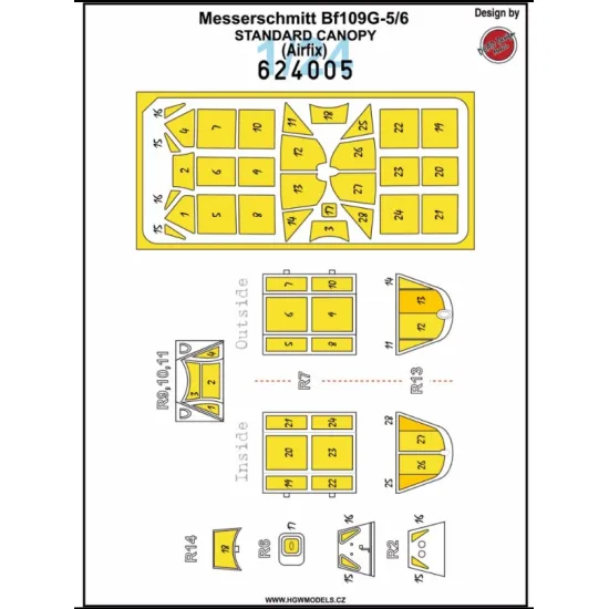 Hgw 624005 1/24 Bf109g-5/6 - Masks Kit From Airfix