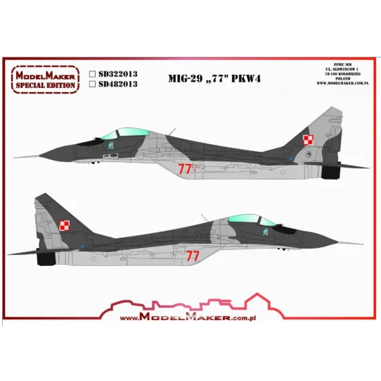 Model Maker Sd322013 1/32 Mig-29-29 77 Pkw4 Decal For Aircraft