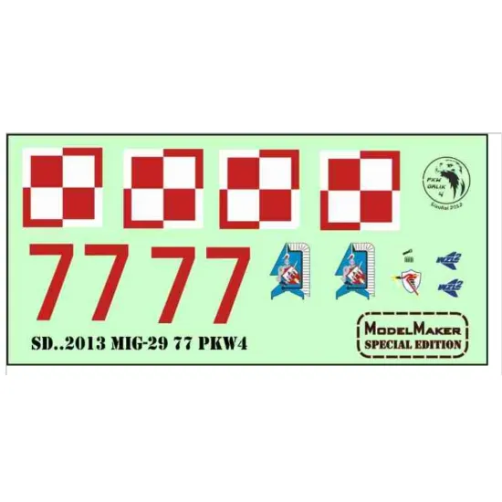 Model Maker Sd322013 1/32 Mig-29-29 77 Pkw4 Decal For Aircraft