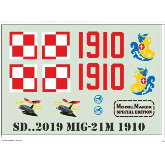 Model Maker Sd322019 1/32 Mig-21m 1910 Decal For Aircraft