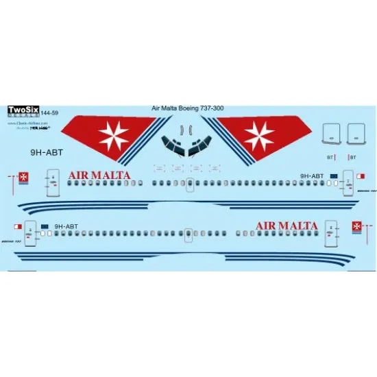 26decals 144-59 1/144 Air Malta Boeing 737-300 Laser Decal