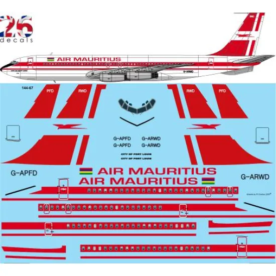 26decals 144-67 1/144 Air Mauritius Boeing 707-436 Laser Decal For Aircraft