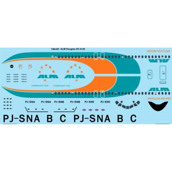 26decals 144-81 1/144 Alm Douglas Dc-9-30 Laser Decal For Aircraft