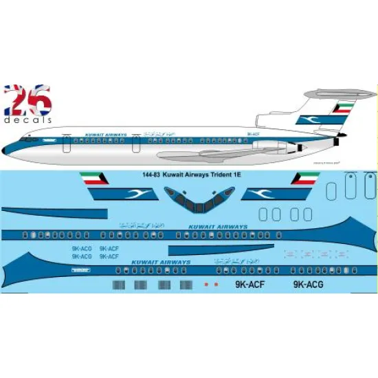 26decals 144-83 1/144 Kuwait Trident 1e Laser Decal For Aircraft
