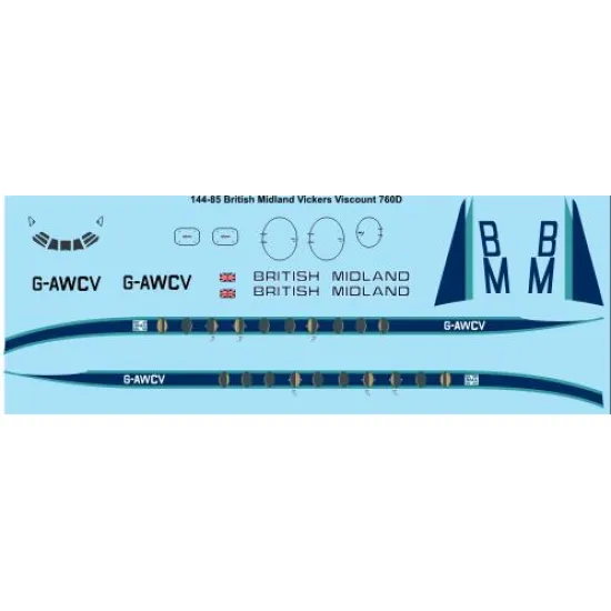 26decals 144-86 1/144 Bma Viscount 700 Laser Decal For Aircraft