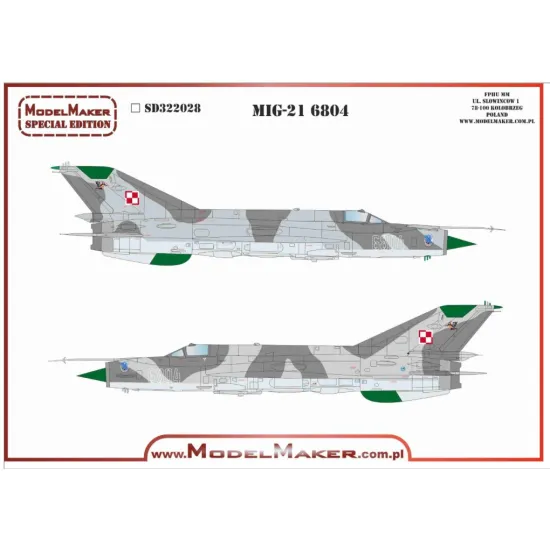 Model Maker Sd322028 1/32 Mig-21mf 6804 Decal For Aircraft