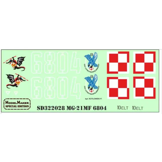 Model Maker Sd322028 1/32 Mig-21mf 6804 Decal For Aircraft