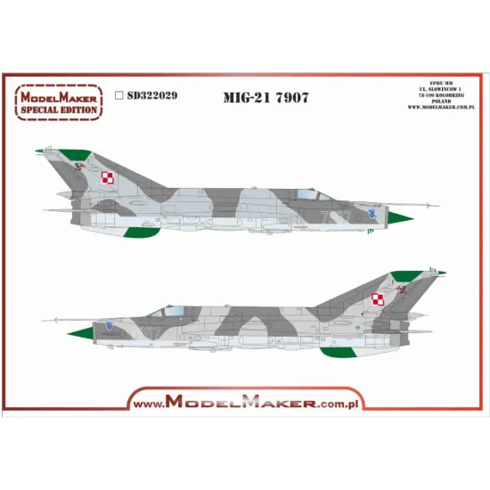 Model Maker Sd322029 1/32 Mig-21mf 7907 Decal For Aircraft