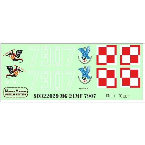 Model Maker Sd322029 1/32 Mig-21mf 7907 Decal For Aircraft