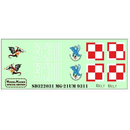 Model Maker Sd322031 1/32 Mig-21um 9311 Decal For Aircraft