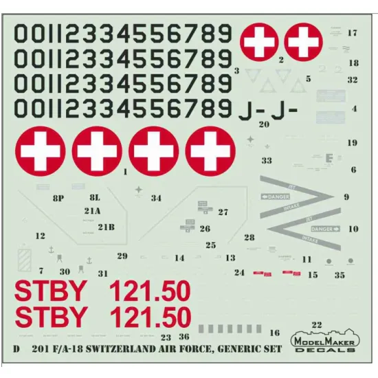 Model Maker Sd32204 1/32 F/A-18c Switzerland Air Force Nato Tiger Meet 2023 Decal For Aircraft