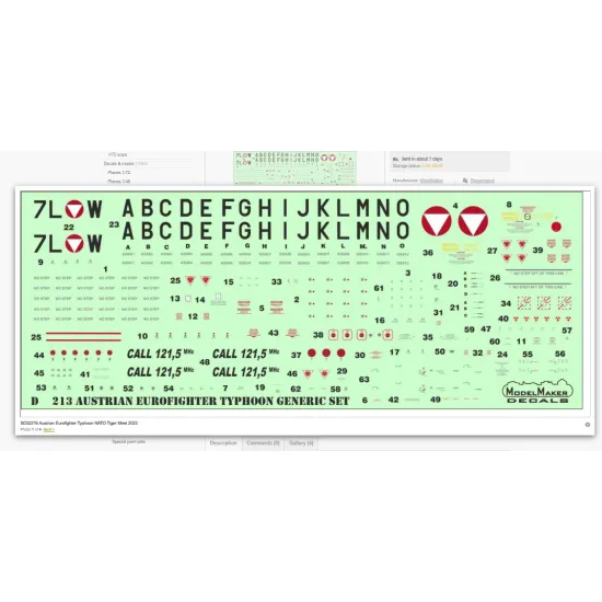 Model Maker Sd32216 1/32 Austrian Eurofighter Typhoon Nato Tiger Meet 2023 Decal For Aircraft