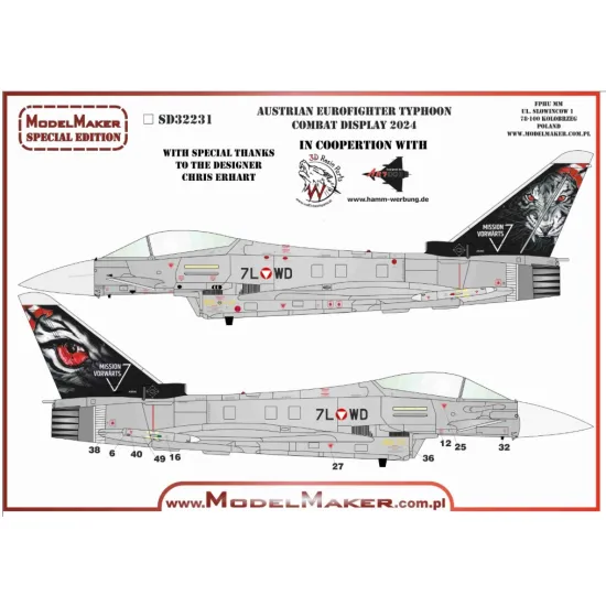 Model Maker Sd32231 1/32 Austrian Eurofighter Typhoon Combat Display 2024 Decal For Aircraft