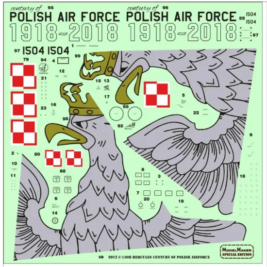 Model Maker Sd482012 1/48 C-130h Hercules - Century Of Polish Air Force Decal For Aircraft