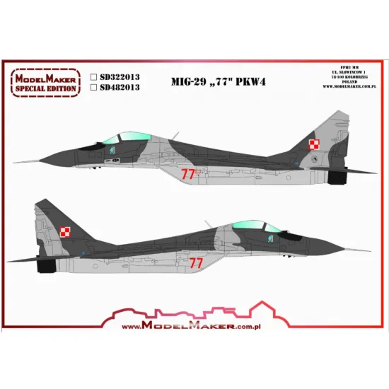 Model Maker Sd482013 1/48 Mig-29-29 77 Pkw4 Decal For Aircraft
