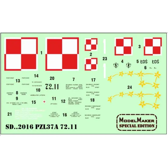 Model Maker Sd482016 1/48 Pzl37a 72 11 Decal For Aircraft