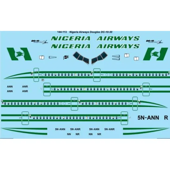 26decals 144-113 1/144 Nigeria Mcdonnell Douglas Dc-10-30 Laser Decal For Aircraft