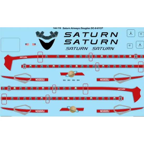 26decals 144-116 1/144 Saturn Douglas Dc-8-61 Laser Decal For Aircraft