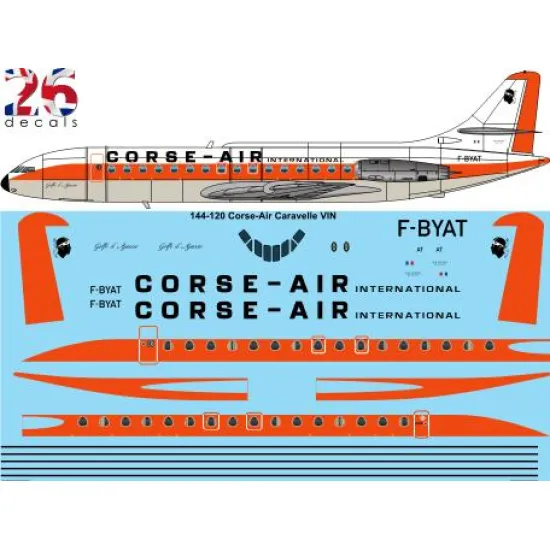 26decals 144-120 1/144 Corse Air Caravelle Vin Laser Decal For Aircraft