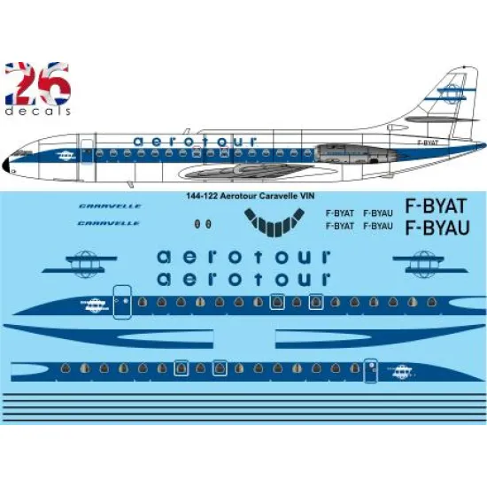 26decals 144-122 1/144 Aerotour Caravelle Vin Laser Decal For Aircraft