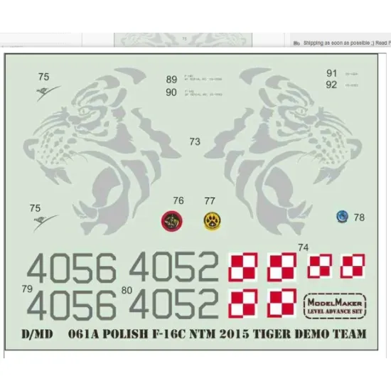 Model Maker Ymd48061 1/48 Polish F-16c Ntm 2015 - Tiger Demo Team- Masks Decals Set With Stencils