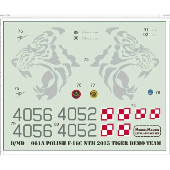 Model Maker Ymd72061 1/72 Polish F-16c Ntm 2015 - Tiger Demo Team- Masks Decals Set With Stencils