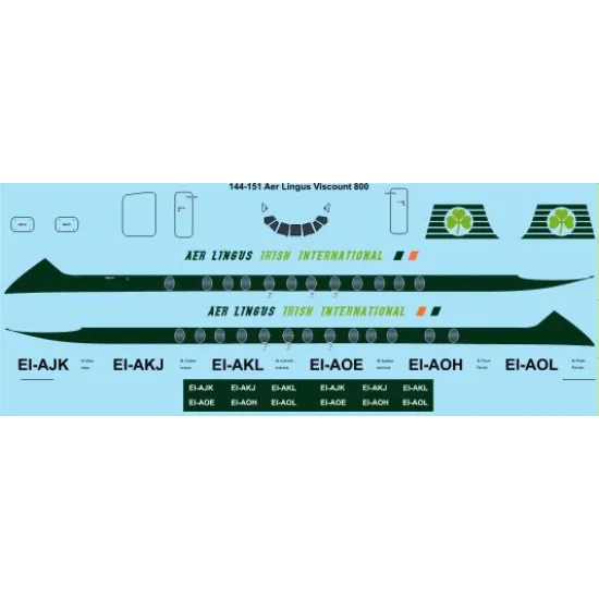 26decals 144-151 1/144 Aer Lingus Viscount 800 Laser Decal For Aircraft