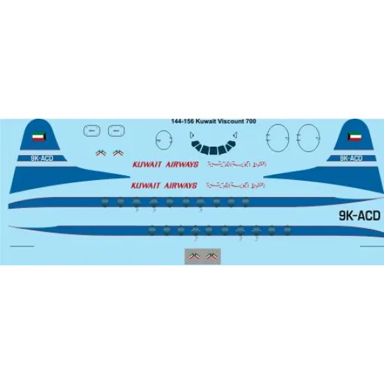 26decals 144-156 1/144 Kuwait Viscount 700 Laser Decal For Aircraft