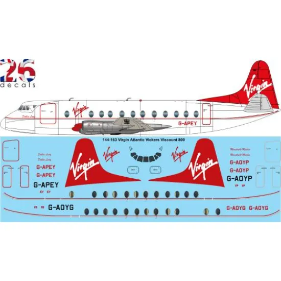 26decals 144-163 1/144 Virgin Viscount 800 Laser Decal For Aircraft