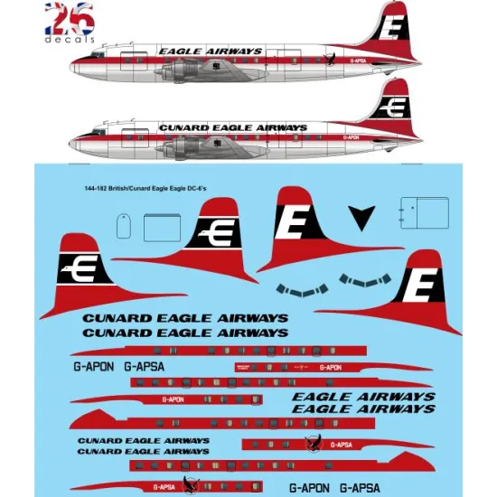 26decals 144-182 1/144 British Eagle Douglas Dc-6b Laser Decal For Aircraft