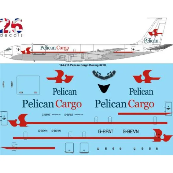 26decals 144-218 1/144 Pelican Cargo Boeing 707-320c Laser Decal For Aircraft