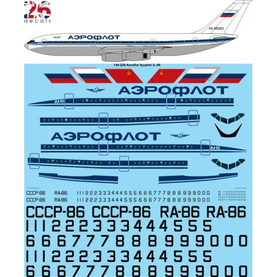 26decals 144-229 1/144 Aeroflot Il-86 Laser Decal For Aircraft