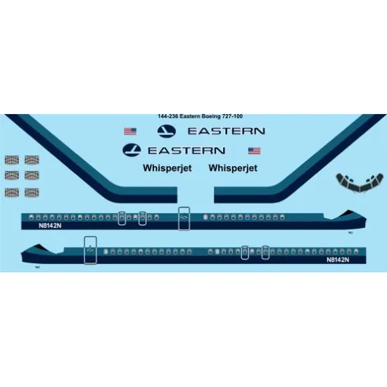 26decals 144-236 1/144 Eastern Boeing 727-100 Laser Decal For Aircraft