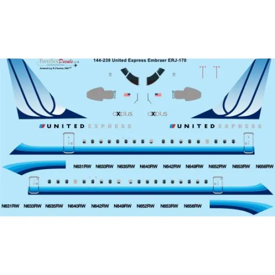 26decals 144-239 1/144 United Erj-170 Laser Decal For Aircraft