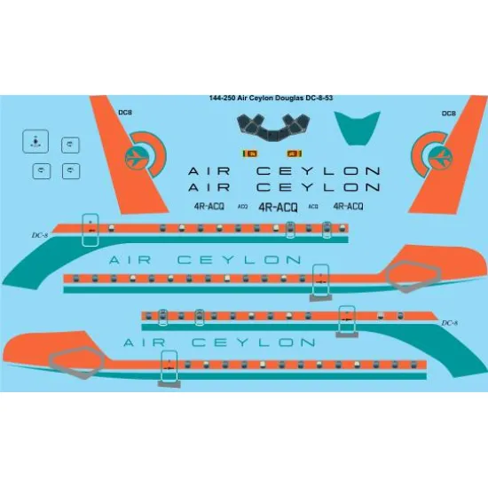 26decals 144-250 1/144 Air Ceylon Douglas Dc-8-50 Laser Decal For Aircraft