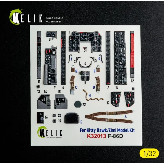 Kelik K32013 1/32 F-86d - Interior 3d Decals For Kitty Hawk/Zimi Models Kit